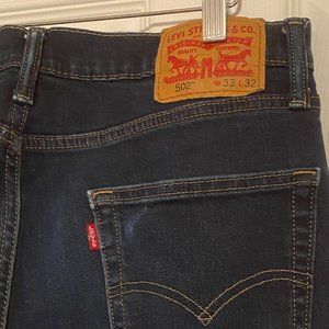 Levi's 502 Dark Blue Denim Jeans Mens 33 x 32